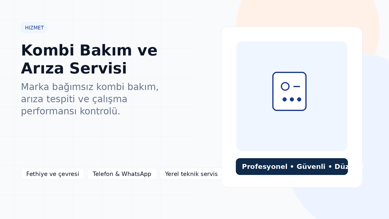 Kombi Bakım ve Arıza Servisi
