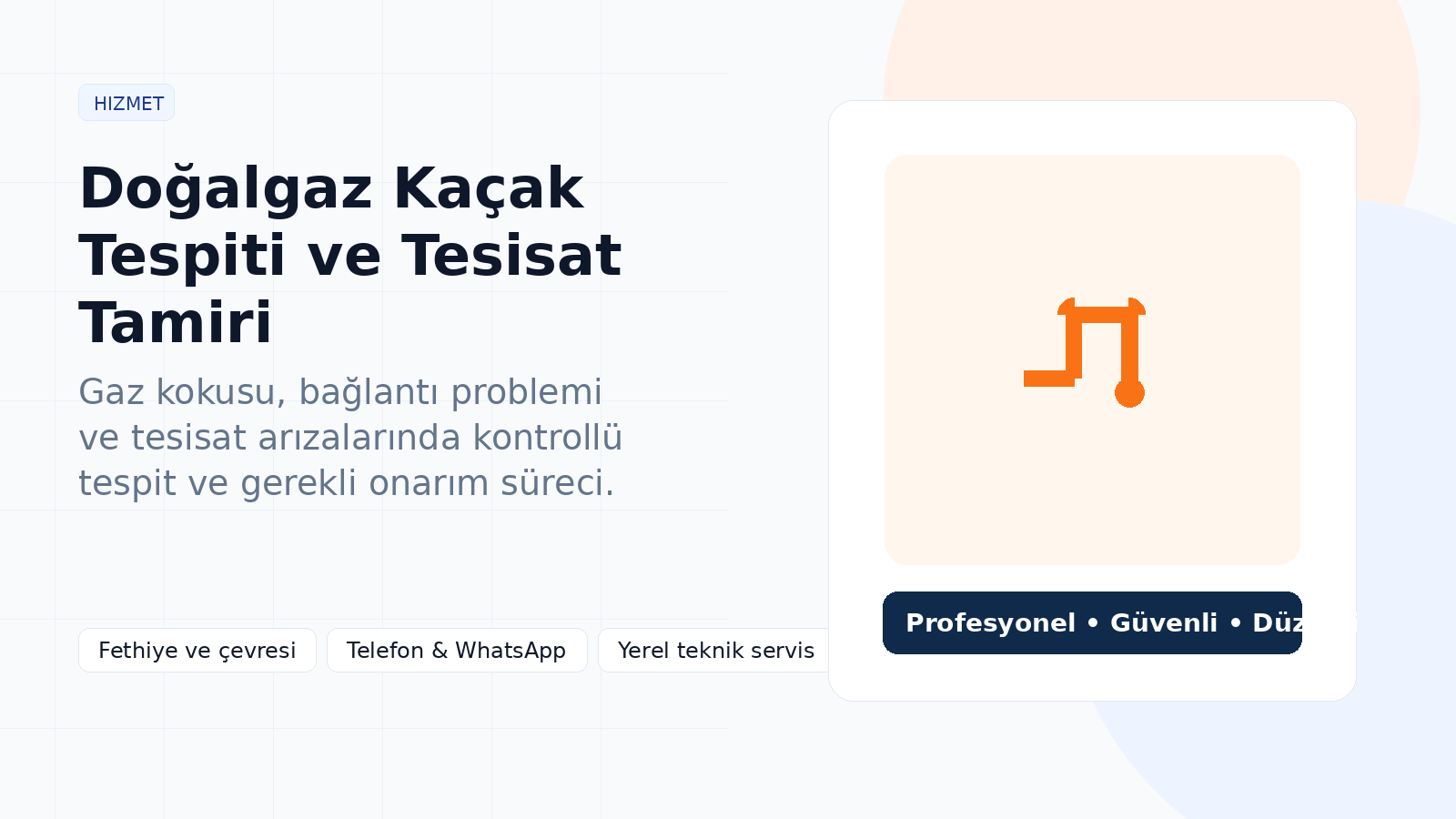 Doğalgaz Kaçak Tespiti ve Tesisat Tamiri